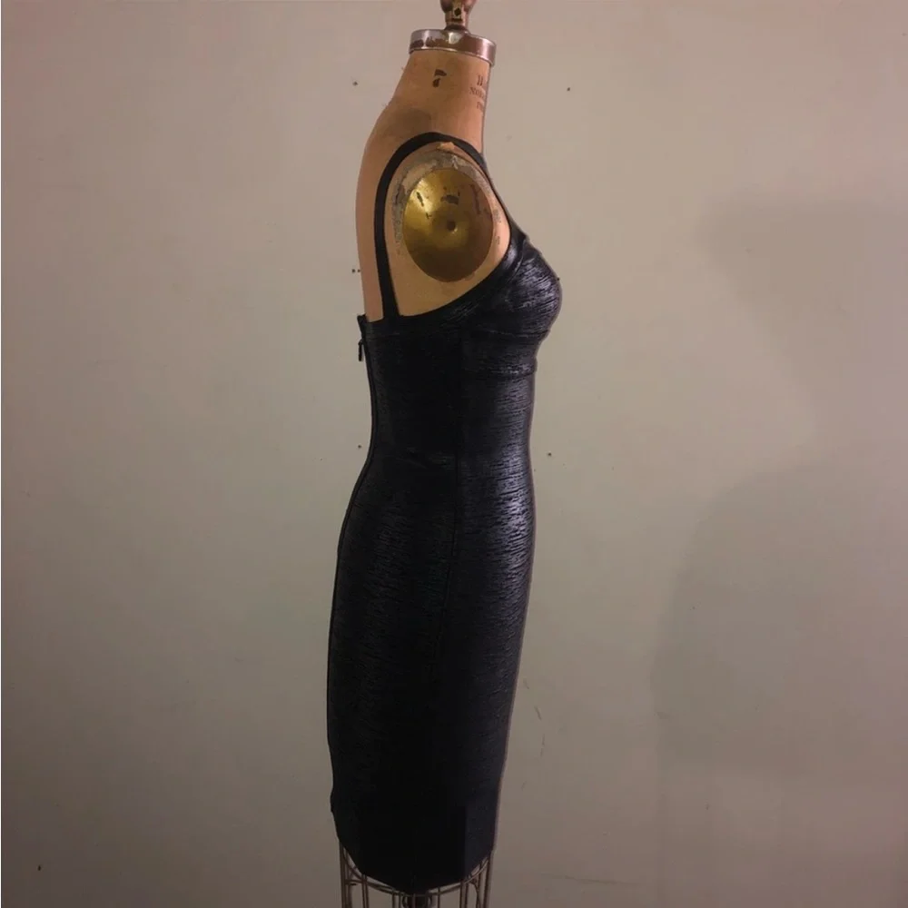 [Gstudio] Black Leather effects Cutout Sexy Bandage Body-con Mini Corset Dress - Picture 7 of 16